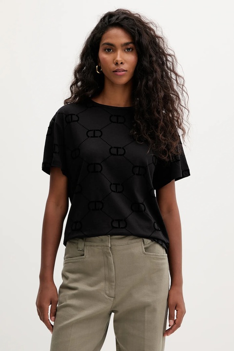 Twinset t-shirt bawełniany damski kolor czarny 252TP2055 - zdjęcie produktu nr 1