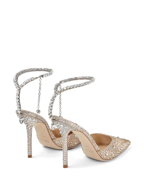 Jimmy Choo 100mm Saeda crystal-embellished pumps - Gold - zdjęcie produktu nr 2