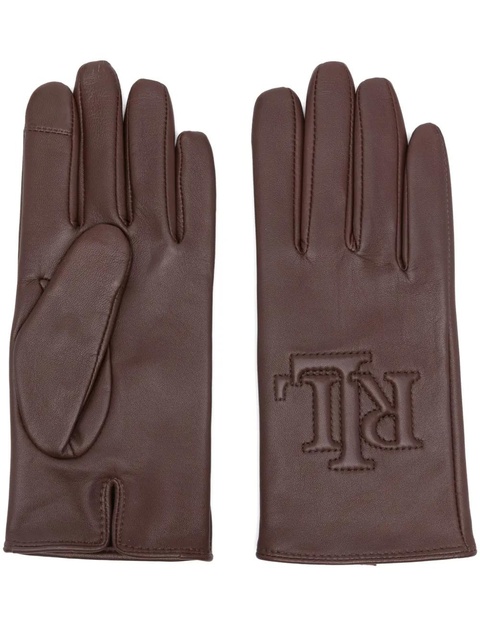 Lauren Ralph Lauren logo-embossed leather gloves - Brown - zdjęcie produktu nr 1