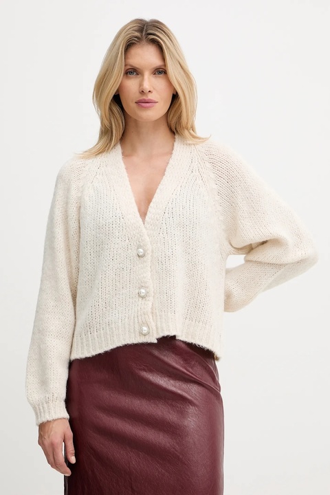 Haveone kardigan z domieszką wełny damski kolor beżowy lekki JIT-P021 - zdjęcie produktu nr 1