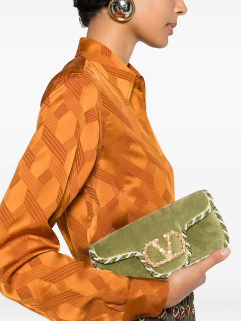 Valentino Garavani Locò embellished-trim clutch bag - Green - zdjęcie produktu nr 2