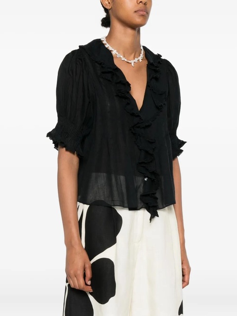 DÔEN Henri ruffled blouse - Black - zdjęcie produktu nr 1