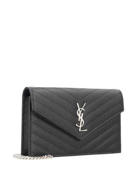 Saint Laurent mini Cassandre logo-detail envelope cross body bag - Black - zdjęcie produktu nr 2