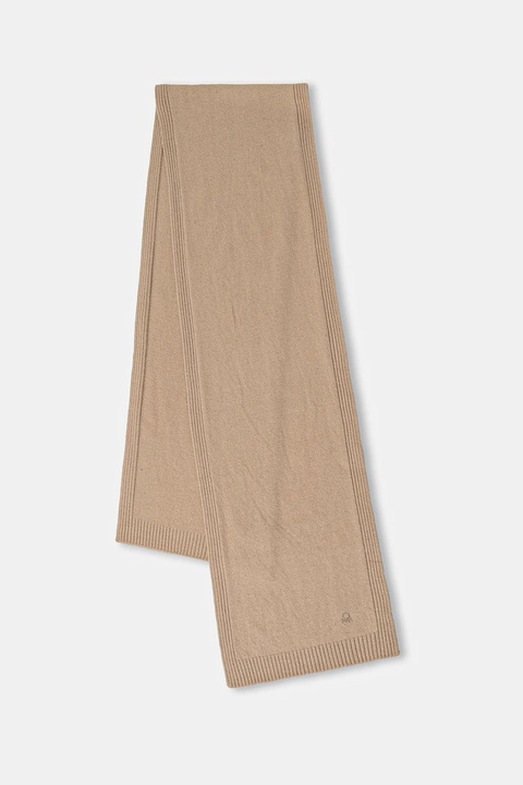 United Colors of Benetton szalik z dodatkiem wełny damski kolor beżowy gładki 122HDU01O - zdjęcie produktu nr 1