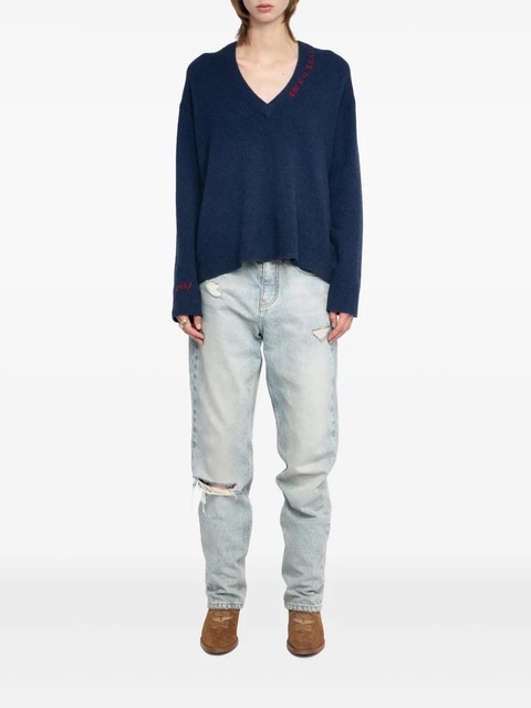 Zadig&Voltaire Miky embroidered V-neck sweater - Blue - zdjęcie produktu nr 1