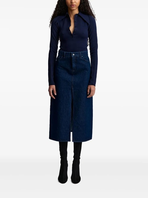 16Arlington Ille front-slit denim midi skirt - Blue - zdjęcie produktu nr 2