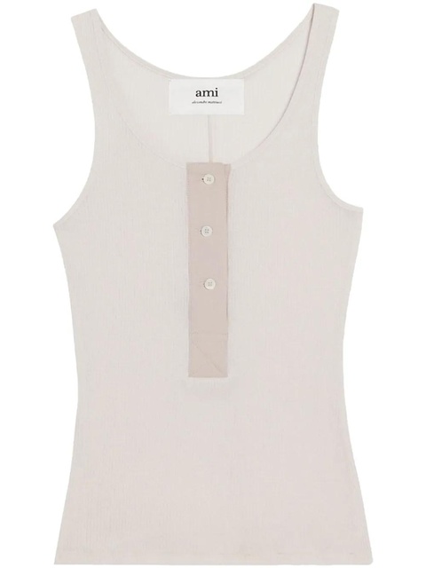 AMI Paris button-front cotton-rib tank top - Grey - zdjęcie produktu nr 1