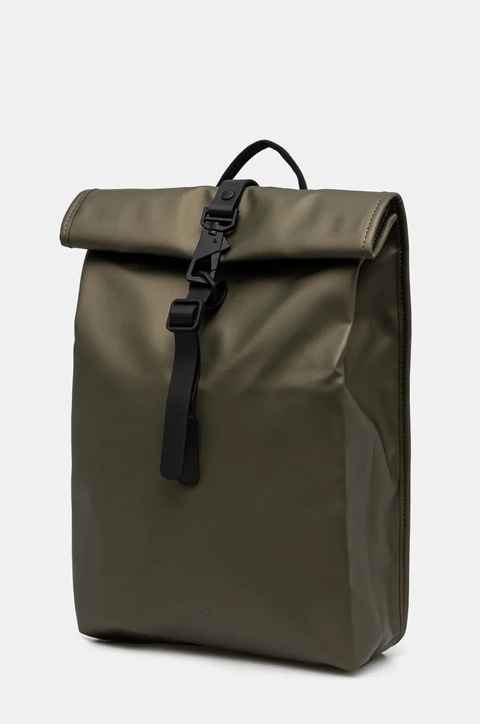Rains plecak Rolltop Rucksack Mini W3 kolor zielony duży gładki 13330 - zdjęcie produktu nr 1