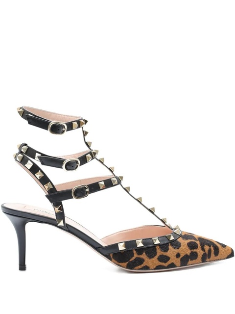 Valentino Garavani Rockstud animal-print heeled sandals - Brown - zdjęcie produktu nr 1