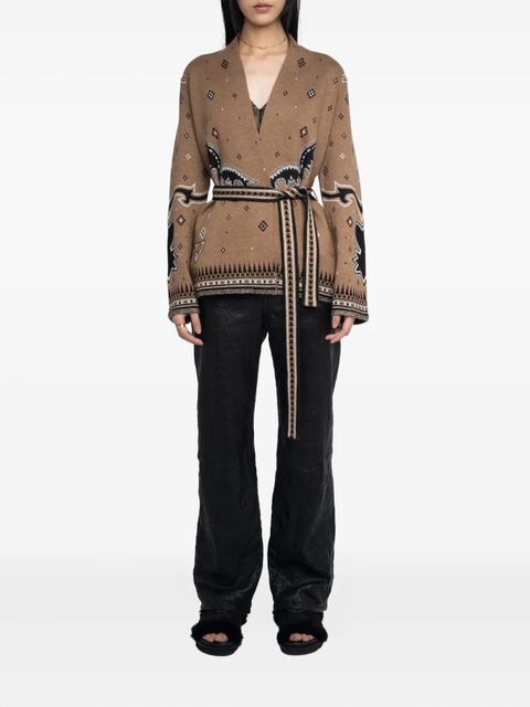 Zadig&Voltaire skull-detail belted cardigan - Brown - zdjęcie produktu nr 1