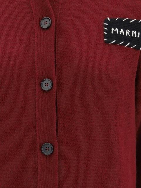Marni logo-patch button-fastening cardigan - Red - zdjęcie produktu nr 2