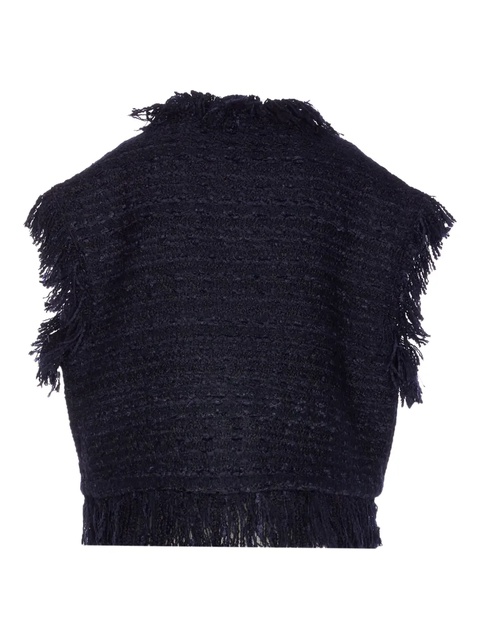 Essentiel Antwerp fringed-trim tweed vest - Blue - zdjęcie produktu nr 1
