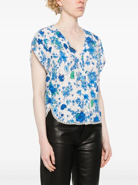 Zadig&Voltaire Tiffiny floral-print crepe blouse - Blue - zdjęcie produktu nr 2