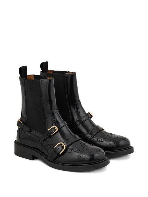 SANDRO buckle-detail brogue combat boots - Black - zdjęcie produktu nr 2