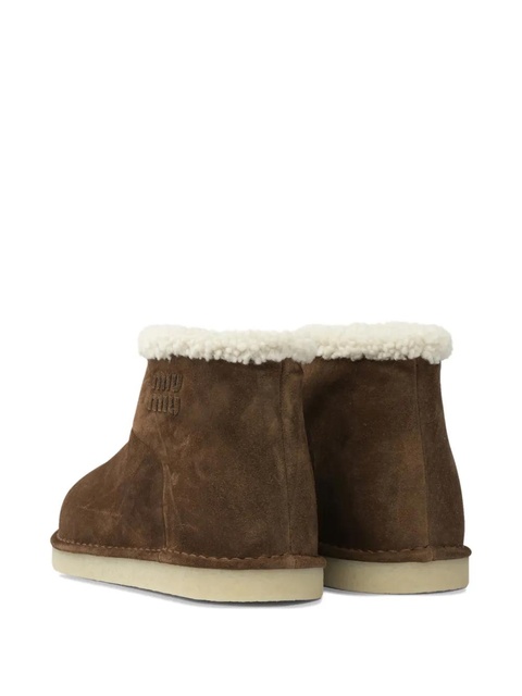Miu Miu logo-detail shearling boots - Brown - zdjęcie produktu nr 2