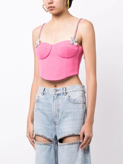 AREA butterfly-appliqué wool bustier top - Pink - zdjęcie produktu nr 2