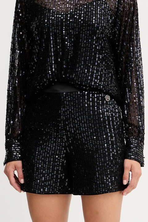Karl Lagerfeld szorty damskie kolor czarny z aplikacją high waist A4W10125 - zdjęcie produktu nr 1