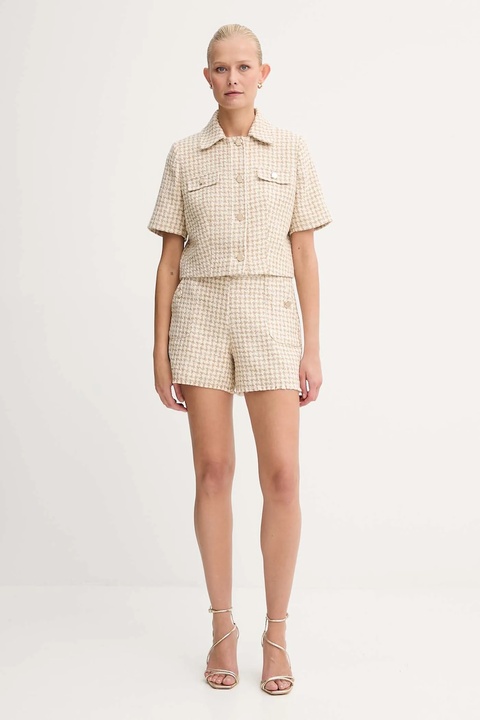 Morgan szorty damskie kolor beżowy wzorzyste high waist SHAV.F - zdjęcie produktu nr 1