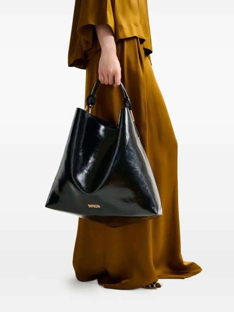 Essentiel Antwerp rolled-handle gloss shopper bag - Black - zdjęcie produktu nr 2