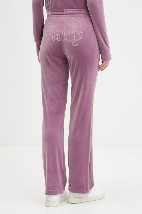 Juicy Couture spodnie dresowe welurowe damskie kolor fioletowy z aplikacją JCWBJ225307 - zdjęcie produktu nr 2
