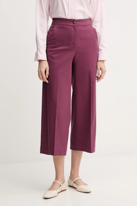 United Colors of Benetton spodnie damskie kolor fioletowy szerokie high waist 4SJCDF09W - zdjęcie produktu nr 1
