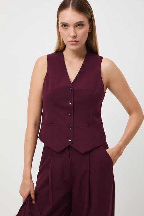 Medicine kamizelka damska kolor bordowy jednorzędowa - zdjęcie produktu nr 1