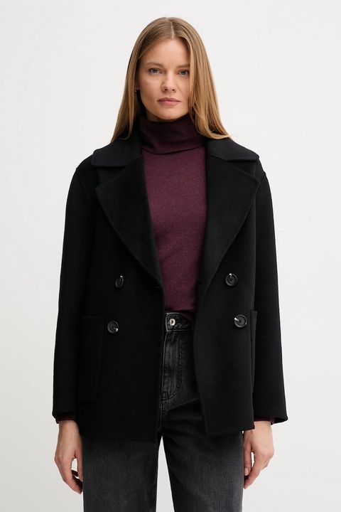 United Colors of Benetton płaszcz z wełną kolor czarny 28F7DN083 - zdjęcie produktu nr 1