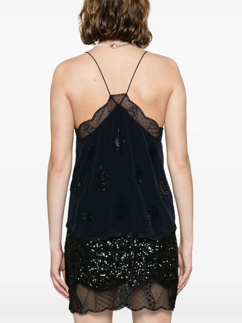 Zadig&Voltaire Christy rhinestone-embellished silk top - Blue - zdjęcie produktu nr 2