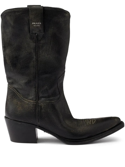 Prada 25mm grained leather cowboy boots - Black - zdjęcie produktu nr 1