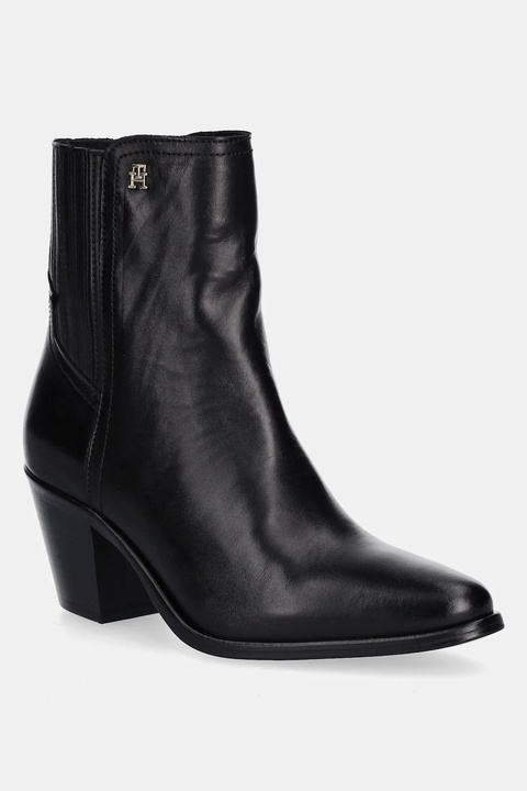 Tommy Hilfiger sztyblety skórzane WESTERN MID HEEL LEATHER CHELSEA damskie kolor czarny na słupku FW0FW08890 - zdjęcie produktu nr 1