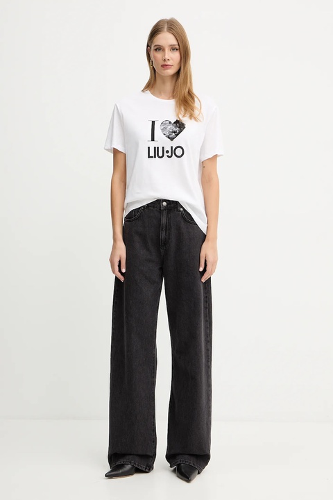 Liu Jo t-shirt bawełniany damski kolor biały MF5345 JS923 - zdjęcie produktu nr 2