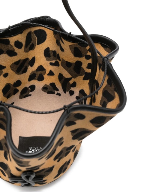 Ruslan Baginskiy leopard-print ruffled bucket bag - Brown - zdjęcie produktu nr 2