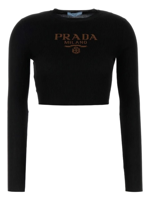 Prada logo ribbed long-sleeve t-shirt - Black - zdjęcie produktu nr 1