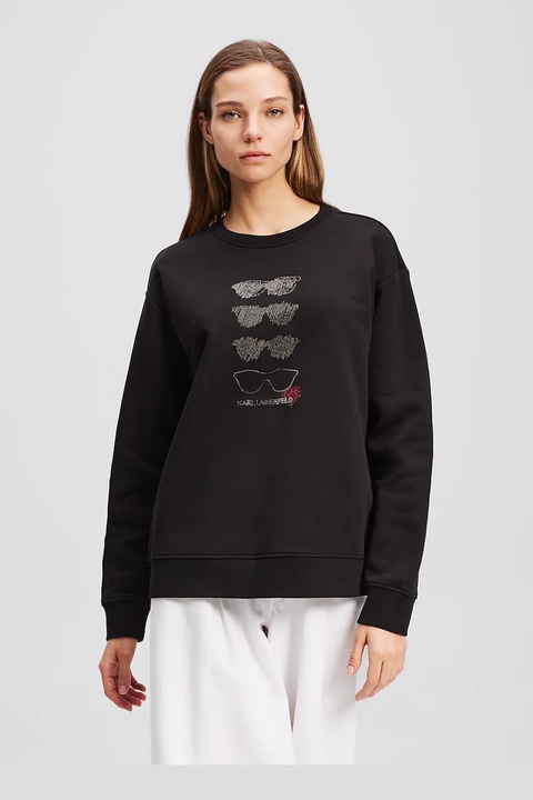 Karl Lagerfeld bluza bawełniana damska kolor czarny z aplikacją A2W20068 - zdjęcie produktu nr 1