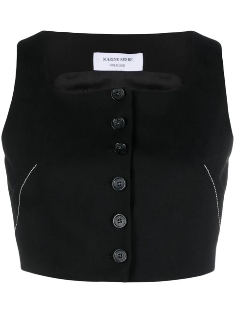 Marine Serre Tailoring Bustier cropped waistcoat - Black - zdjęcie produktu nr 1