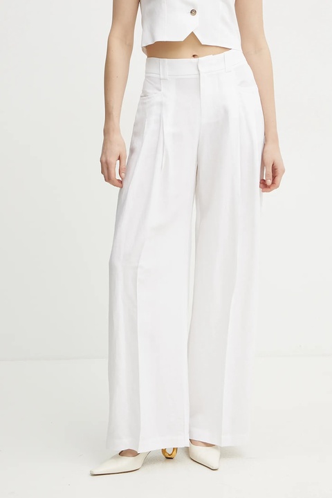 Ermanno Scervino spodnie damskie kolor biały szerokie high waist 56TP029ES1 - zdjęcie produktu nr 1