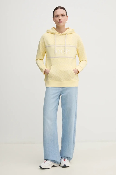 Joop! bluza damska kolor żółty z kapturem wzorzysta 30030062 10007096 - zdjęcie produktu nr 2
