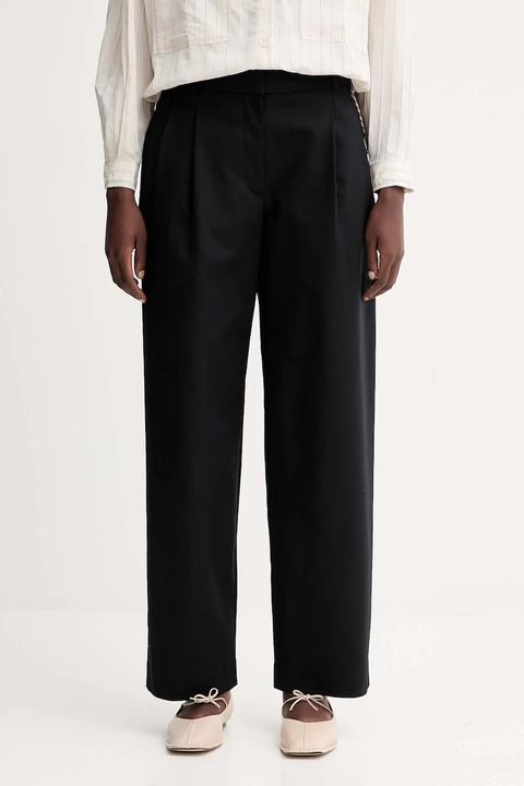 Calvin Klein spodnie damskie kolor czarny szerokie high waist LV044D664G - zdjęcie produktu nr 1