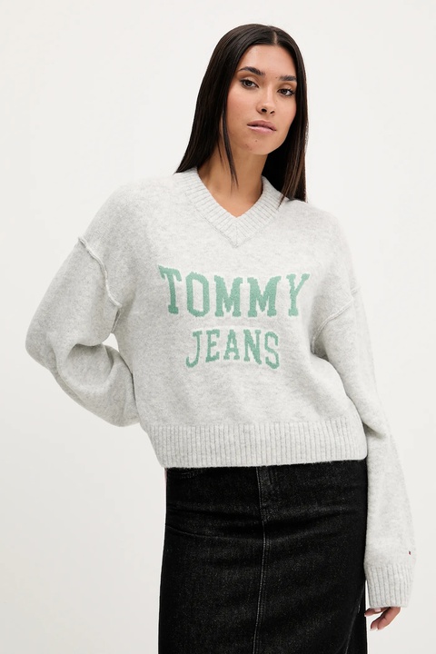 Tommy Jeans sweter z domieszką wełny damski kolor szary DW0DW21711 - zdjęcie produktu nr 1