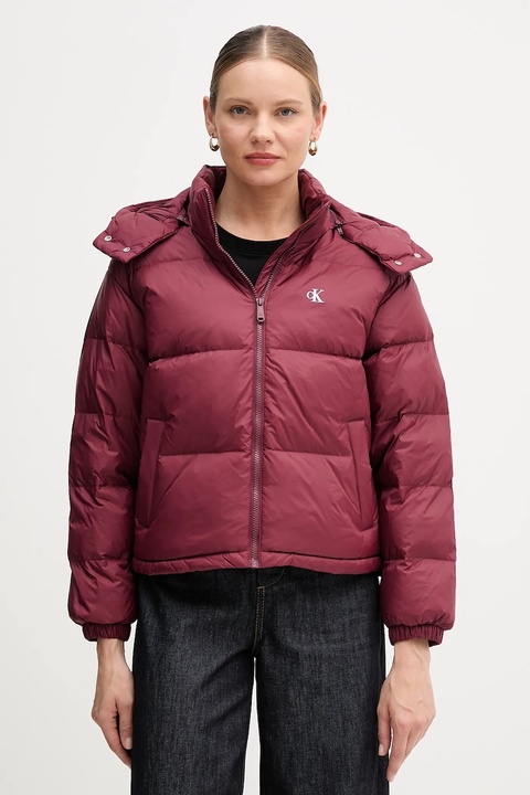 Calvin Klein Jeans kurtka puchowa kolor bordowy zimowa oversize LV047D501G - zdjęcie produktu nr 1