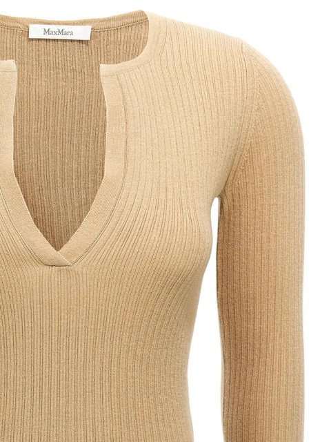 Max Mara ribbed v-neck sweater - Neutrals - zdjęcie produktu nr 2