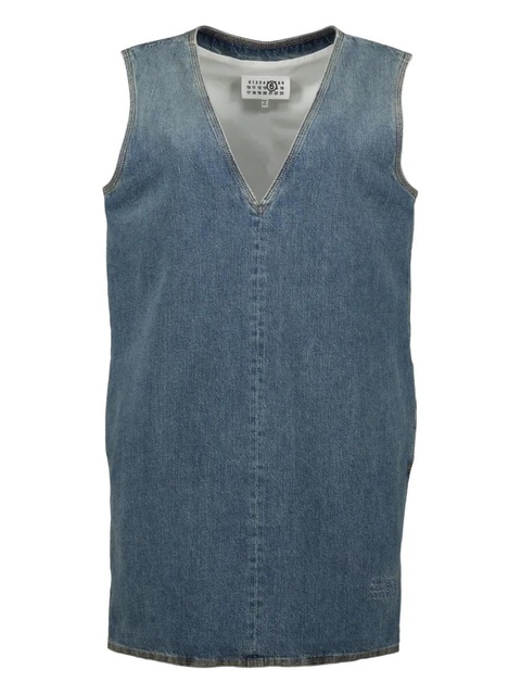 MM6 Maison Margiela v-neck denim mini dress - Blue - zdjęcie produktu nr 1