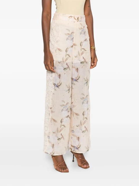 ZIMMERMANN floral-print lace-insert trousers - Neutrals - zdjęcie produktu nr 2