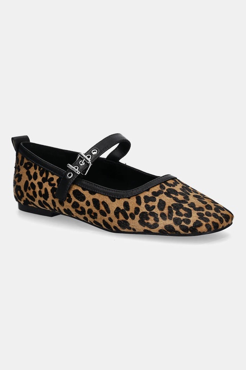 Tommy Jeans baleriny skórzane MARYJANE LEOPARD BALLERINA kolor brązowy EN0EN02885 - zdjęcie produktu nr 2