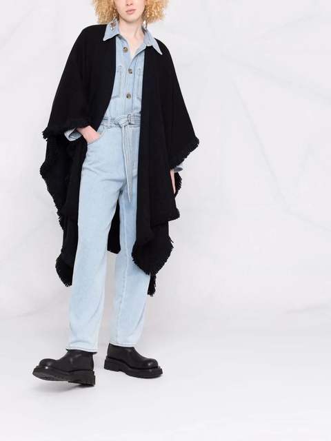 Valentino Garavani fringed-edge draped coat - Black - zdjęcie produktu nr 2