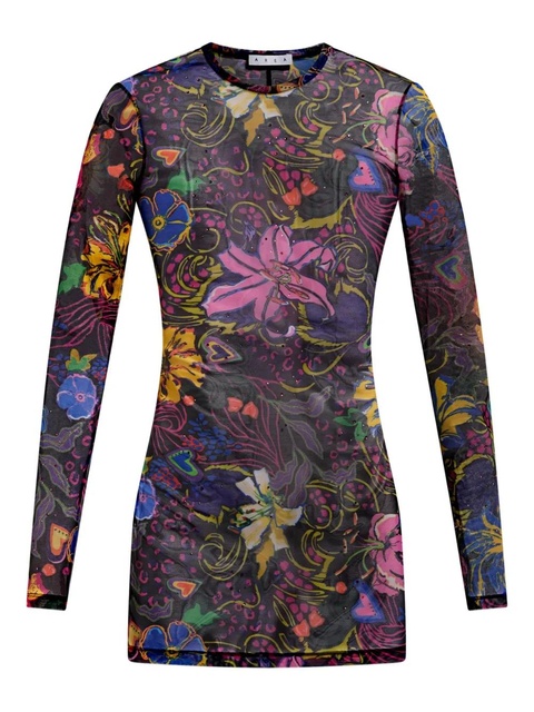 AREA hotfix printed tulle mini dress - Black - zdjęcie produktu nr 1