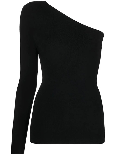 Victoria Beckham one shoulder ribbed top - Black - zdjęcie produktu nr 1