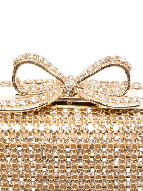 Self-Portrait crystal-embellished bow-detail mini bag - Yellow - zdjęcie produktu nr 2