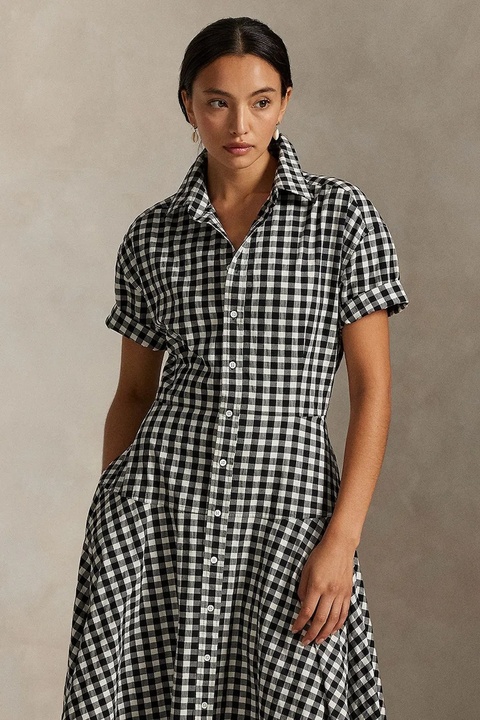 Polo Ralph Lauren sukienka bawełniana kolor czarny midi rozkloszowana 211A89374 - zdjęcie produktu nr 2