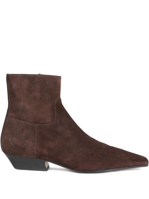 KHAITE Marfa suede square-toe boots - Brown - zdjęcie produktu nr 1